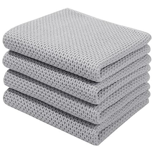 100% Cotton Waffle Weave Kitchen Dish Towels 4 (4 Count)
