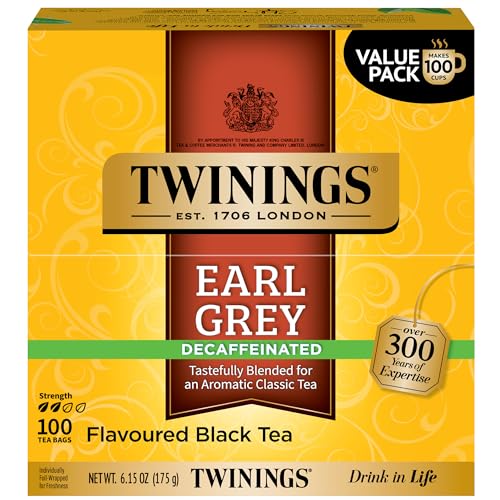 Decaffeinated Earl Grey Black Bergamot Tea Bags 100CT Box (100 Count)