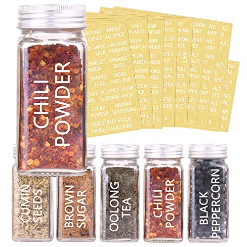 42 Pcs 4 oz Glass Spice Jars with Shaker Lids and 703 Spice Labels