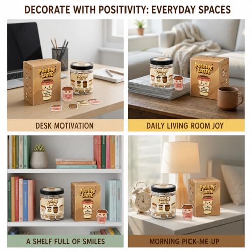Positive Latte Jar with 60 Affirmation Cards