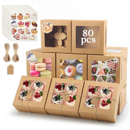 Cupcake Boxes with Window (80 Count)