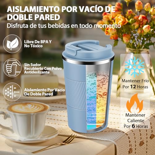 13 oz Stainless Steel Insulated Travel Coffee Mug with Fip Lid