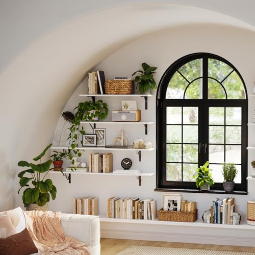 Wall Shelves 23.6" Long Floating Shelves with Metal Brackets (2 Count)