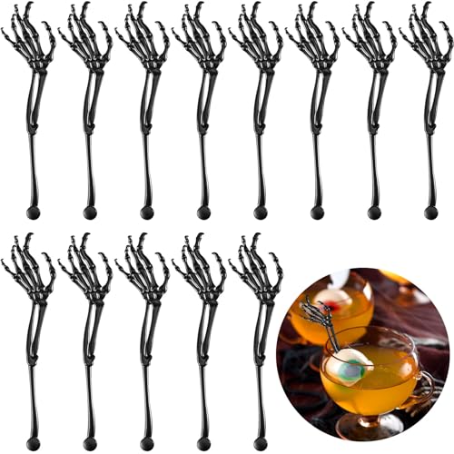 48 Pcs Halloween Swizzle Sticks Skeleton Cocktail Garnish