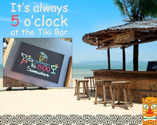 It's 5 00 Somewhere Silicone Tiki Bar Sign Mat 18x12 in