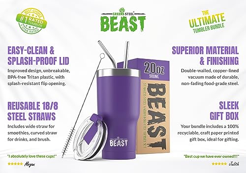 Beast 20 oz Tumbler Stainless Steel Vacuum Insulated Coffee Ice Cup Double Wall Travel Flask