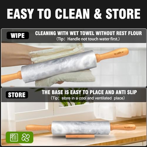 Marble Rolling Pin Set With Non Stick Silicone Pastry Mat