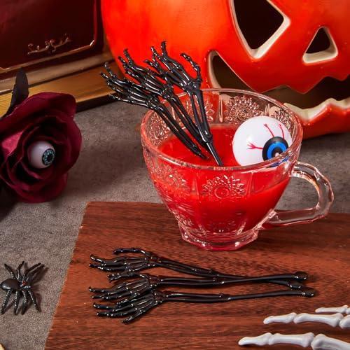 100 Pcs Halloween Swizzle Sticks Skeleton Cocktail Garnish