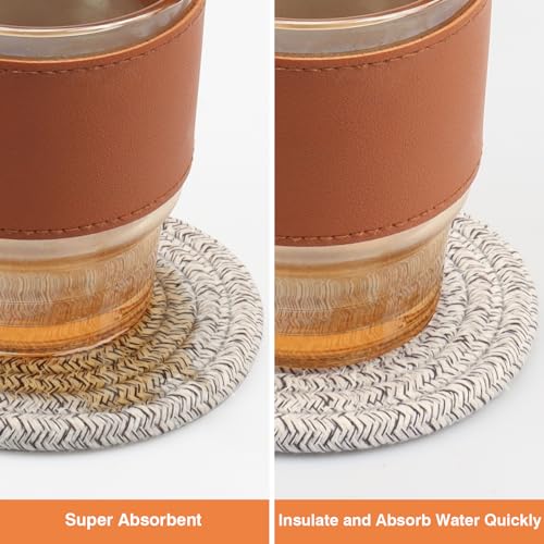 Large 4.8" Cotton Coasters for Drinks Set of 2 (2 Count)