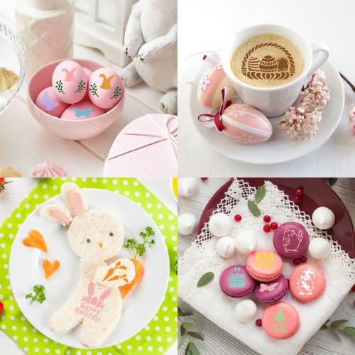 Easter Cookie Stencils 36 Reusable Egg Bunny Coffee Dessert Decor Templates (36 Count)