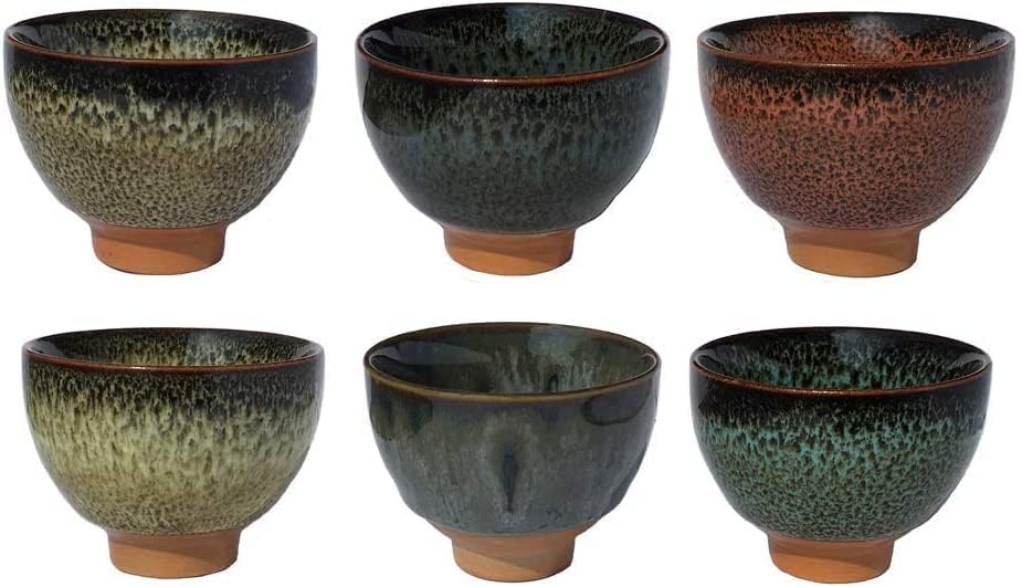 6PCS Handmade Ceramic Tea & Sake Cups (6 Count)