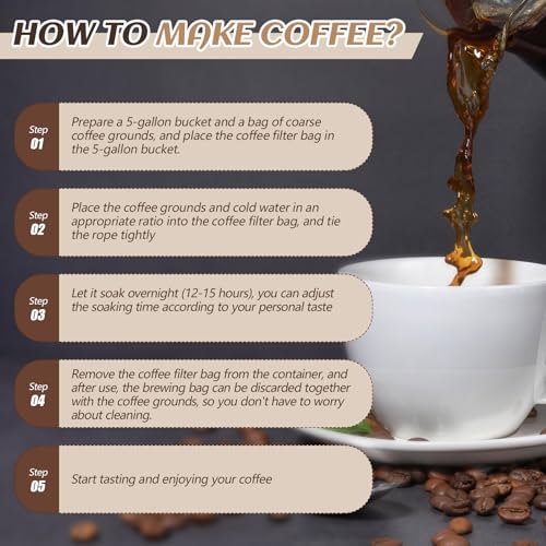 50 Pcs 20" x 20" Commercial Home Cold Brew Coffee Filter Bags with Drawstring (50 Count)