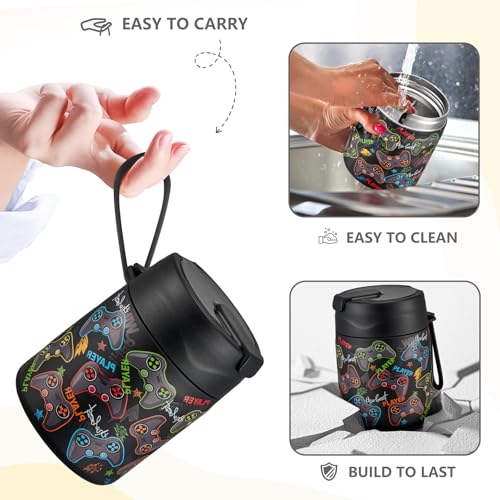 17oz Soup Thermo for Hot Food Kids Insulated Vacuum Food Jar with Stainless Steel Spoon Wide Mouth Thermo Leakproof Lunch Food Container Kids Hot Lunch Box