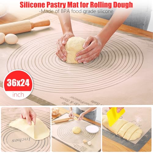 Silicone Pastry Mat 36x24 Inch Baking Mat Nonstick Dough Mat