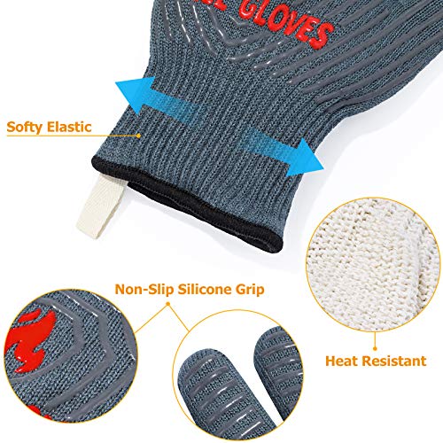 BBQ Gloves Oven Gloves 1472℉ Extreme Heat Resistant (2 Count)