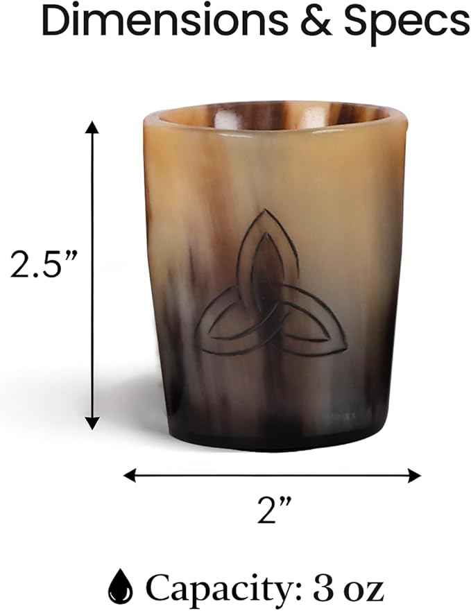 Handicrafts Home Viking Horn Shot Glasses Set of 4, Handmade Natural Ox Horn, Rustic Viking Drinkware Whiskey Shot Cups, Father’s Day Gifts, Medieval Decor Gift Set for Men & Groomsmen, Birthday Gifts