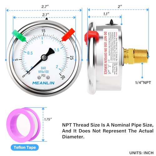 0~30Psi Liquid Filled Pressure Gauge 1