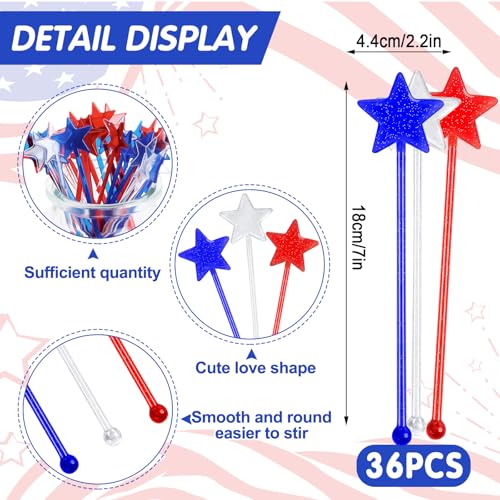 36Pcs 4th of July Cocktail Stirrers