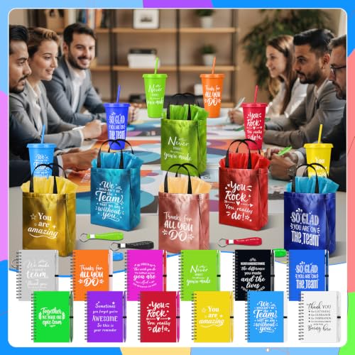 12 Sets Employee Appreciation Gifts Bulk 24 oz Inspirational Straw Cups (84 Count)