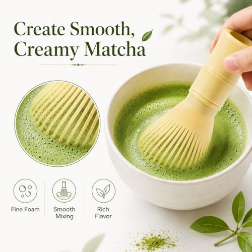 Traditional Matcha Whisk Reusable PP Resin Matcha Whisk Chasen Dishwasher Safe Matcha Stirrer Matcha Green Tea Powder Preparation Prepare Japanese Matcha Tea