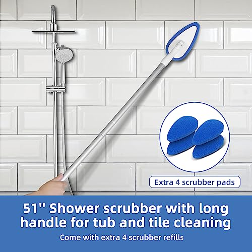 Shower Bathtub Tub Tile Scrubber Cleaning Brush with 51'' Handle (5 Count)