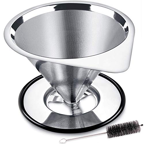Pour Over Coffee Dripper Stainless Steel Coffee Filter Metal Cone Filter Paperless Reusable Coffee Filter Single Cup Coffee Maker 1