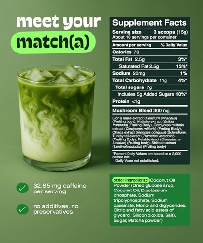 Matcha Mushroom Latte Powder Blend (5.3 Ounce)