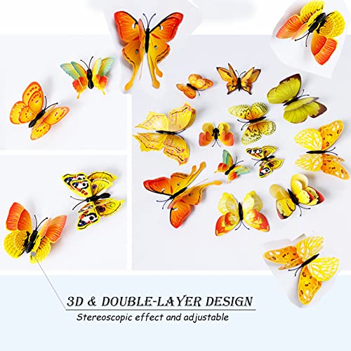 3D Butterfly Wall Decor Butterfly Decorations Stickers with Magnets (72 Count)