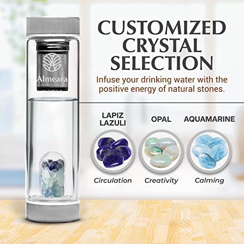 Crystal Water Bottle with Authentic Lapis Lazuli