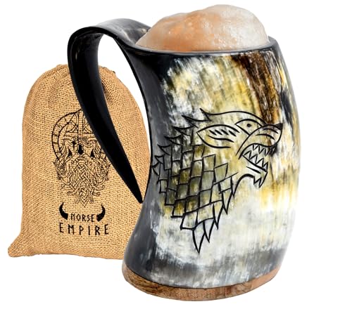 Viking Drinking Fenrir Engraving Horn Mug