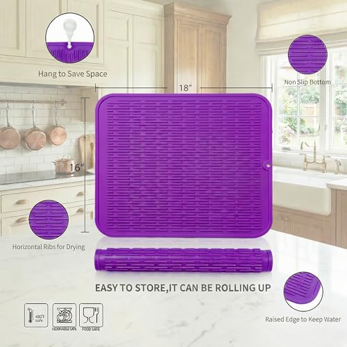 Silicone Dish Drying Mat for Multiple Usage
