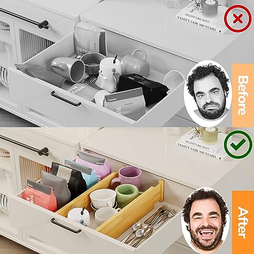 Bamboo Expandable Drawer Dividers (4 Count)