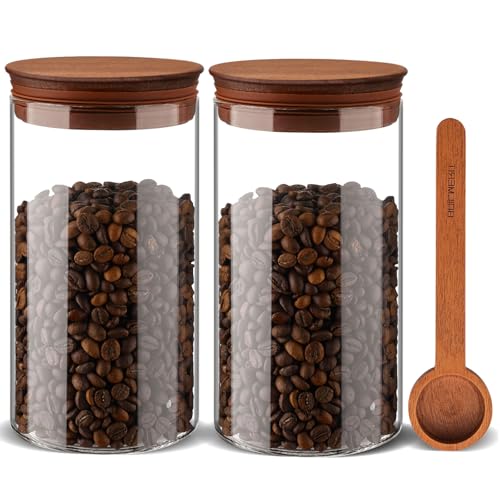 37 oz Coffee Canister with Scoop and Wooden Lids