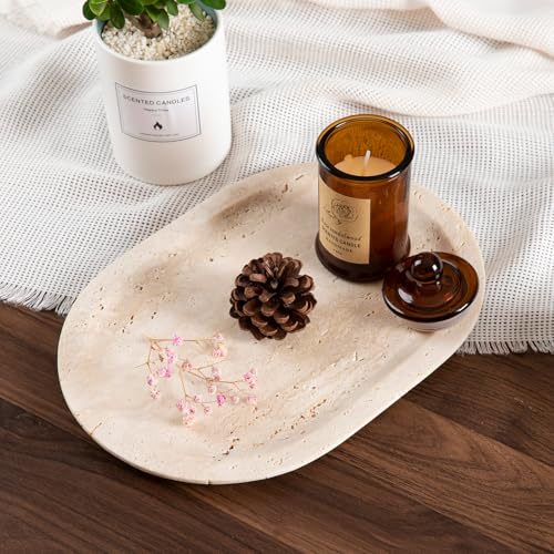 Natural Marble Decorative Tray Bathroom Counter Perfume Organizer Vanity Tray for Home Decor