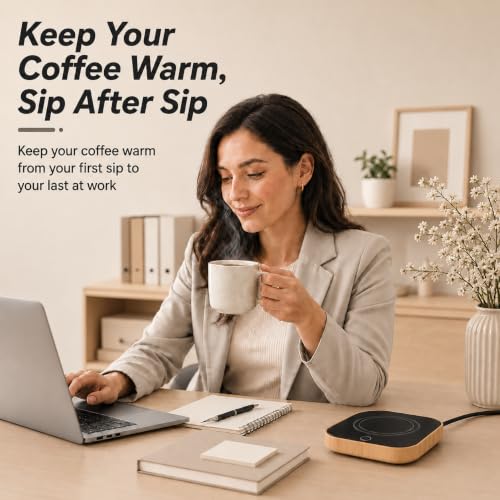 Coffee Mug Warmer Waterproof Smart Cup Warmer with 3 Temperature Setting for Warming & Heating Coffee