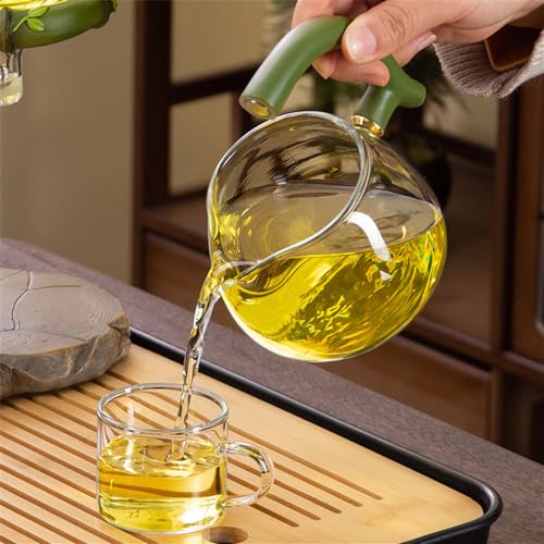 Lazy Kungfu Glass Tea Set Semi Automatic Drip Rotating with Infuser Glass Teapot