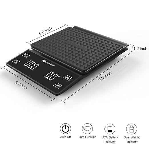 KitchenTour Coffee Scale with Timer 3kg/0.1g with KitchenTour Espresso Accessories Kit 53.5mm