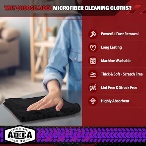 Microfiber Cleaning Cloth Black 50PK (50 Count)