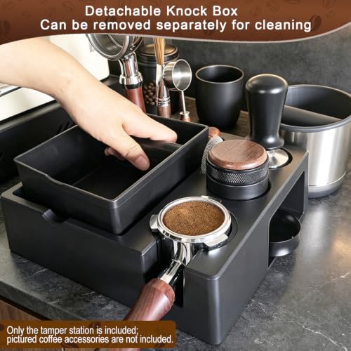 Espresso tamping station knock box