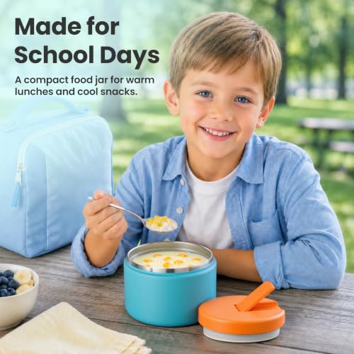 12oz Insulated Vacuum Food Jar with Buckle Lid Wide Mouth Soup Thermo for Hot Food Kids Leakproof Stainless Steel Lunch Container