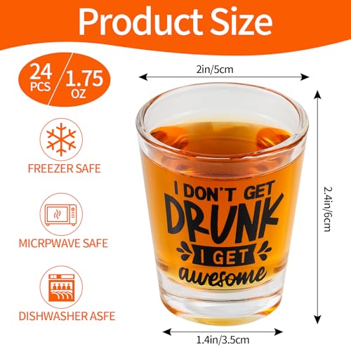 24 Pieces Funny Friends Shot Glasses Funny Friends Shot Glasses Clear Shot Glass Cups with Heavy Base for Adult Small Glass Shot Cups 1.75 oz Shot Glass for Best Friends (24 Count)