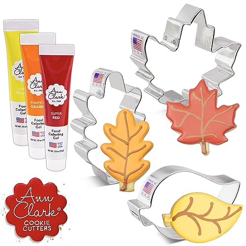Fall Leaves Cookie Cutters and Food Coloring Gel 6 (2.1 Fl Oz)