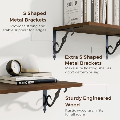 12 Inch Deep Floating Shelves for Wall (2 Count)