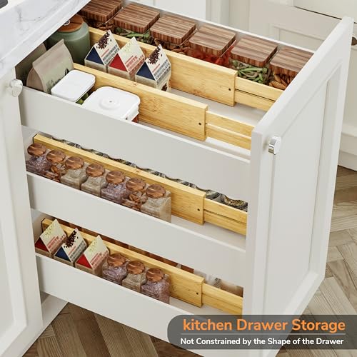 Bamboo Expandable Drawer Dividers (4 Count)