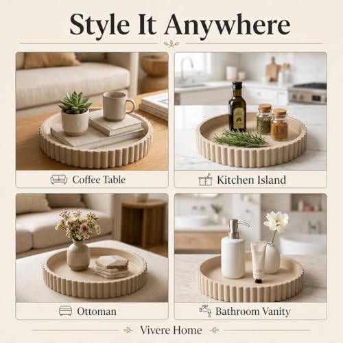 11 Inch Concrete Round Tray Home Decor for Coffee Table Decor