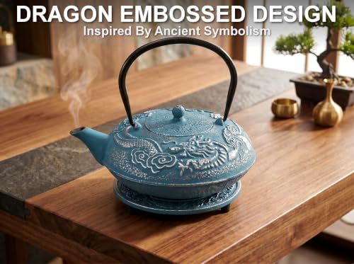 40 Oz Blue Dragon Cast Iron Teapot