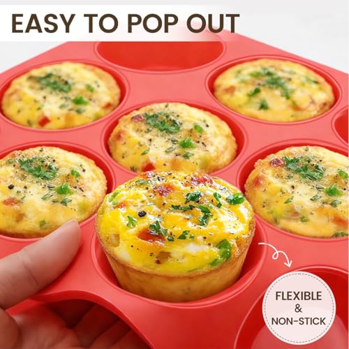 Silicone Muffin Pan 3 Pack Regular 12 Cup Muffin Tin for Baking Banana Muffins Cupcakes Egg Muffins (3 Count)