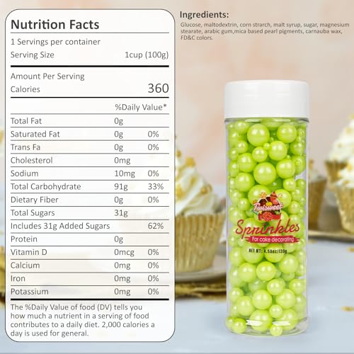 Green Sprinkles 130g (4.58 Ounce)