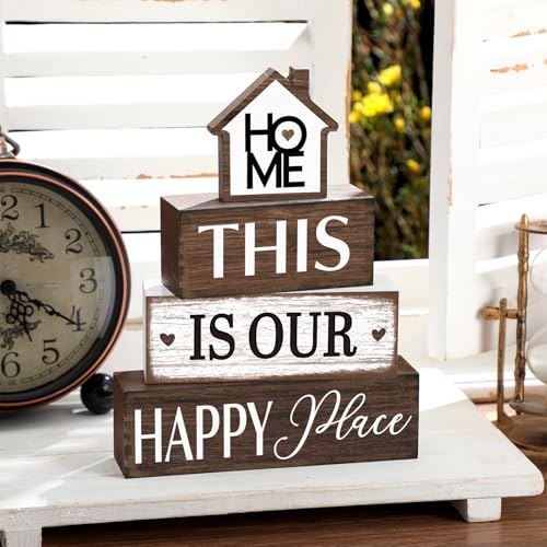 4 Pcs Farmhouse Table Decoration Rustic Sign Block (4 Count)