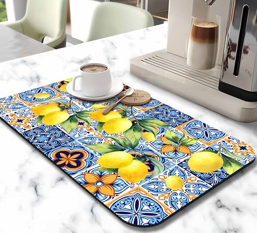 Dish Drying Mat for Kitchen Counter 20x12in Washable Quick Dish Drying Pad Rubber Backed Absorbent Draining Mat Fit Kitchen Counter